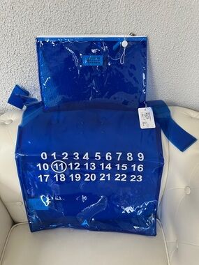 Maison Margiela Line 11 Cobalt Blue PVC Tote Bag w/ Pouch Transparent Shopper